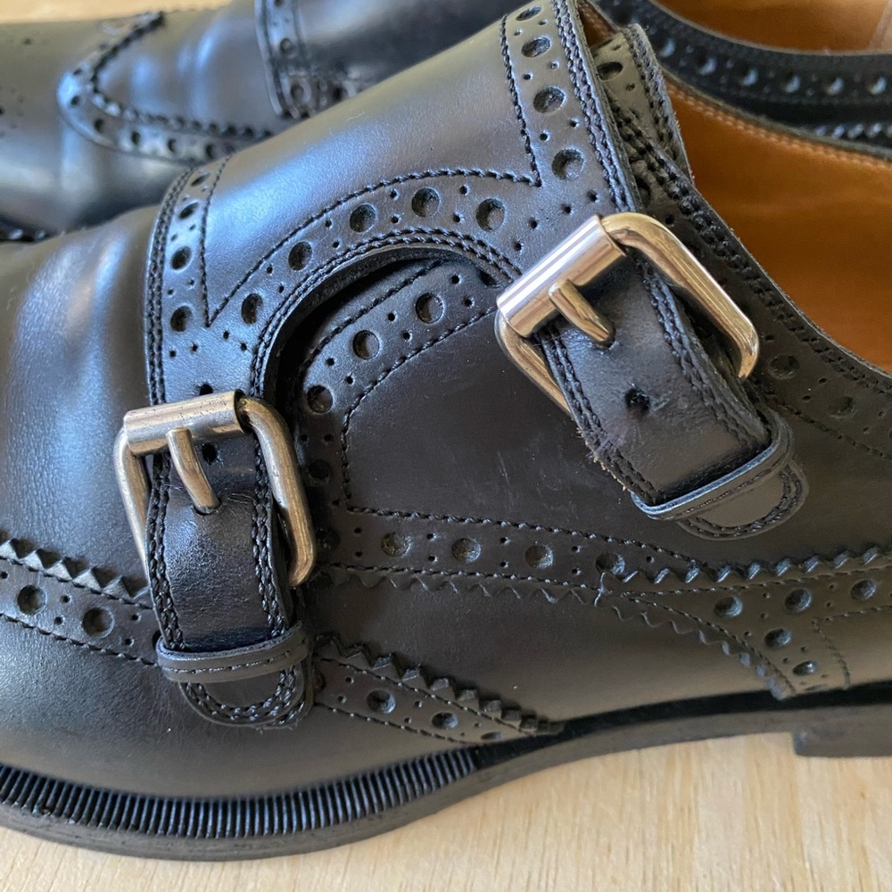 Gucci black leather brogues with buckles size EU8.5 or US10 with box - Picture 7 of 13